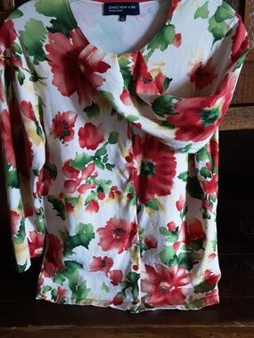 Jones Of New York Cardigan with Orange & Green Floral Print